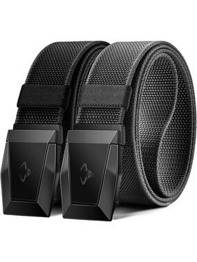 Mens Nylon Tactical Belt 2 Pack Quick Release Stretch Belt for Work or Hiking